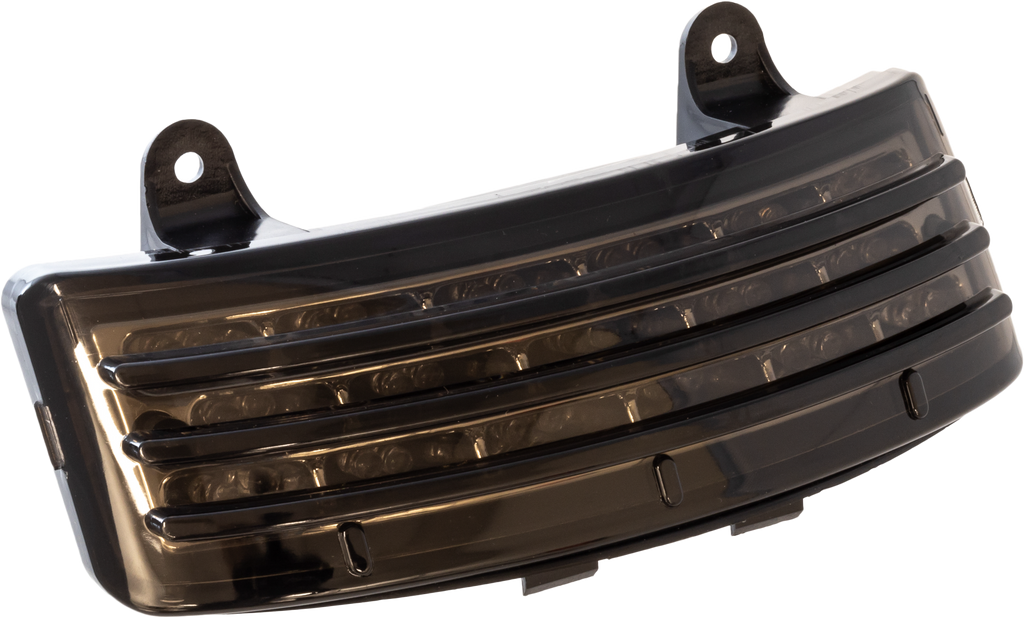 Letric Lighting Co Tri-Bar Fender Tip LED with smoke lens, hardwire, designed for motorcycle lighting enhancement.