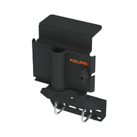 Kolpin chainsaw press with tool clamp for UTVs, durable metal construction, designed for secure chainsaw mounting and maintenance.