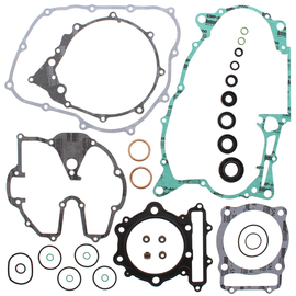 Vertex Complete Gasket Set with oil seals, featuring gaskets and seals for engine maintenance, shown in the image.
