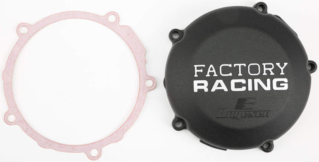 Boyesen motorcycle ignition cover 59-7415B, black metal with engraved logo, designed to protect and enhance motorcycle ignition system.