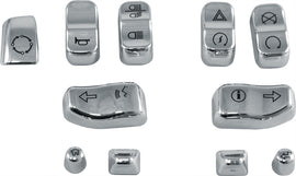 HardDrive Chrome Flh/Flt 14-23 hand control switch caps set with 11 pieces for motorcycle handlebars.