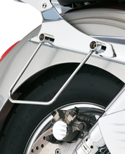 Load image into Gallery viewer, Chrome Cobra saddlebag supports for Honda Shadow VLX600 motorcycle, luggage accessories for 1999-2007 models.