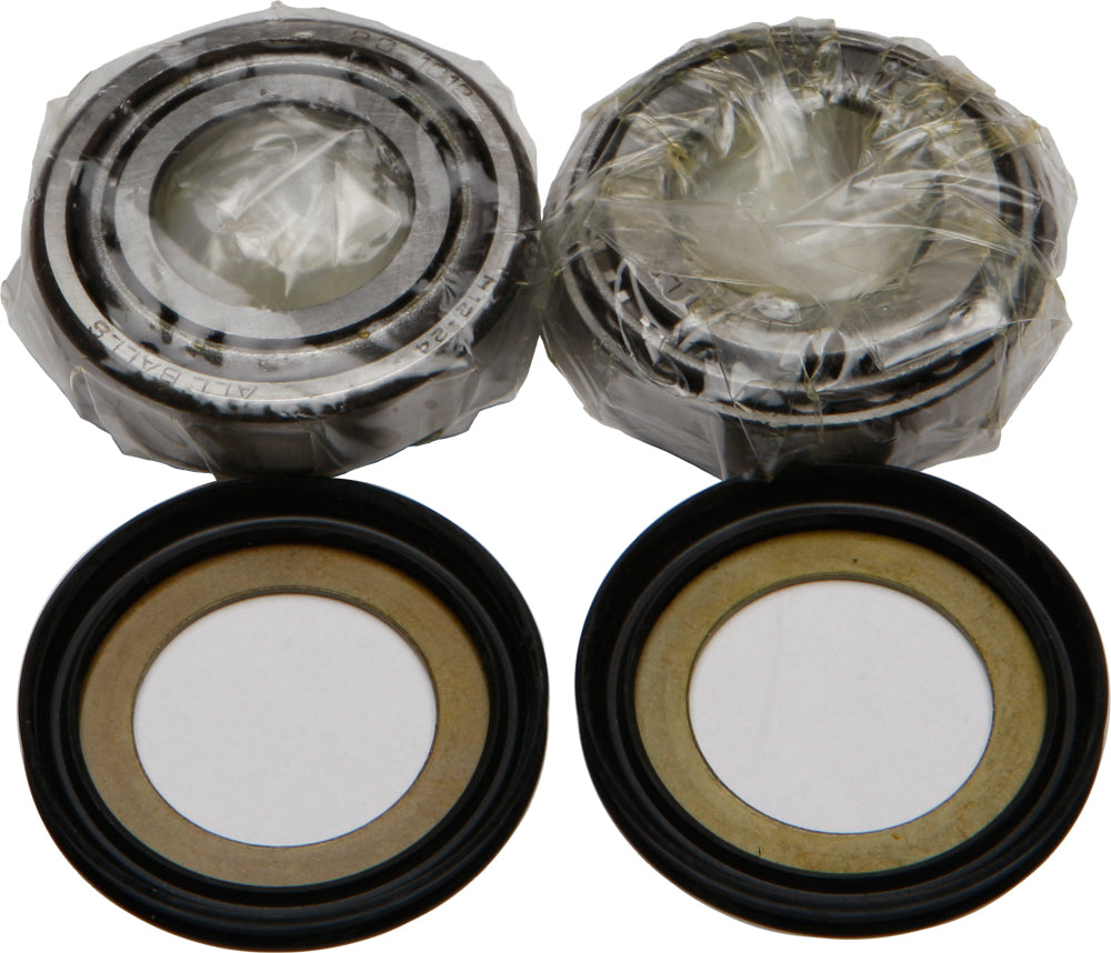 All Balls steering bearing and seal kit 22-2032 with metal and rubber components for motorcycle steering systems.