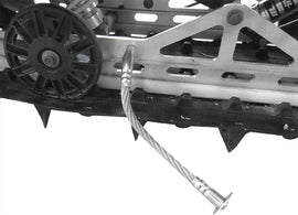 Pair of Hi Roller Ice Scratchers by BTL DESIGNS, durable metal ice scratchers for snowmobile skis, shown in a close-up image.