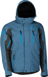 Fly Racing Incline Jacket in blue and grey, XL size, featuring a lightweight, outdoor-ready design with a zip-up front and adjustable details.