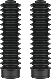 Polisport Plastics black fork boots with 14 waves, measuring 215x28x50mm, designed for motorcycle suspension protection.