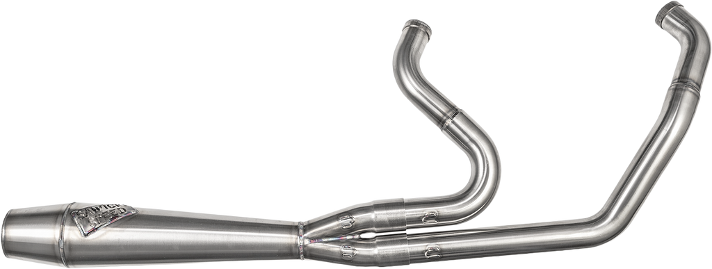 Sawicki Speed Shop 2-in-1 TC Softail Shorty Cannon exhaust in brushed stainless steel, shown with detailed design and compact size.