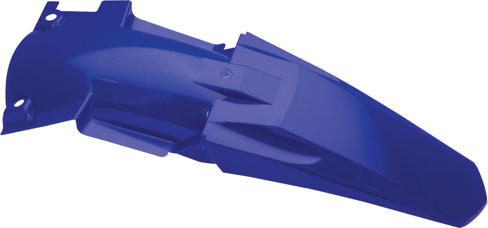Blue Acerbis rear fender for motorcycle, featuring a durable design and vibrant color, shown from the side view.
