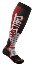 Load image into Gallery viewer, Alpine Star MX Pro Socks in burgundy and black, size large, featuring cushioned design and moisture-wicking fabric for motocross riding.