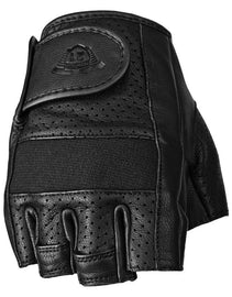 Black HIGHWAY 21 Half Jab perforated gloves with adjustable strap and padded palm for motorcycle riding comfort.