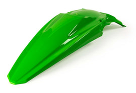 Acerbis fluorescent green rear fender for street bikes, showing the brightly colored motorcycle fender with mounting points and Acerbis branding