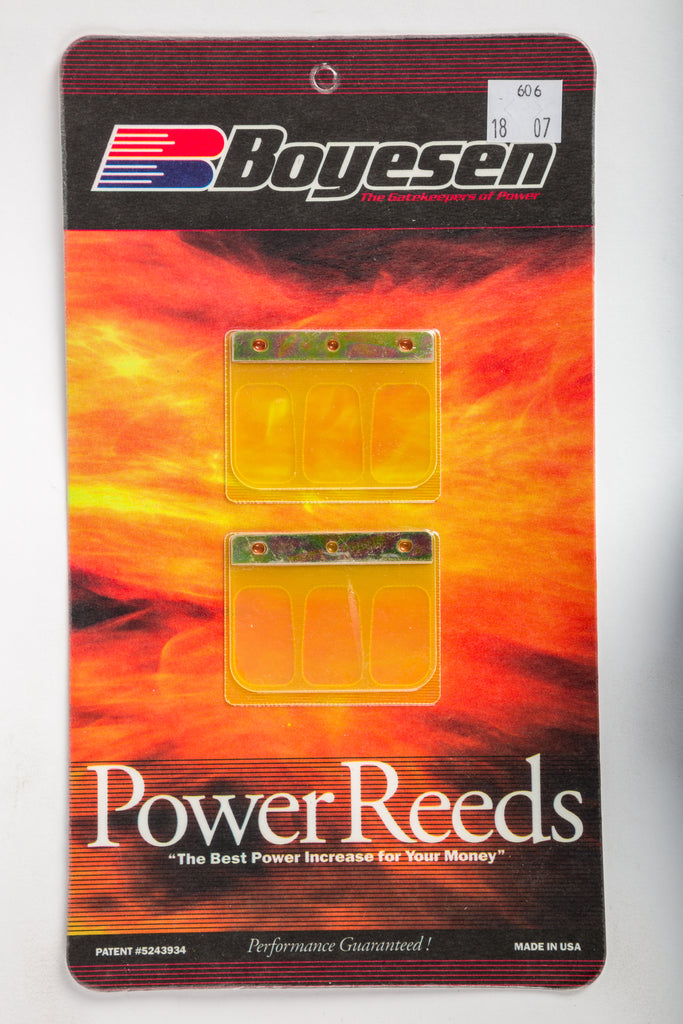 Boyesen motorcycle reeds 59-7606 for intake and carburetor systems, showing durable reed valves in close-up.