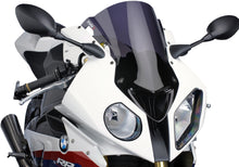 Load image into Gallery viewer, PUIG Racing Dark Smoke windscreen for motorcycle, featuring sleek dark tinted acrylic for improved aerodynamics and style.