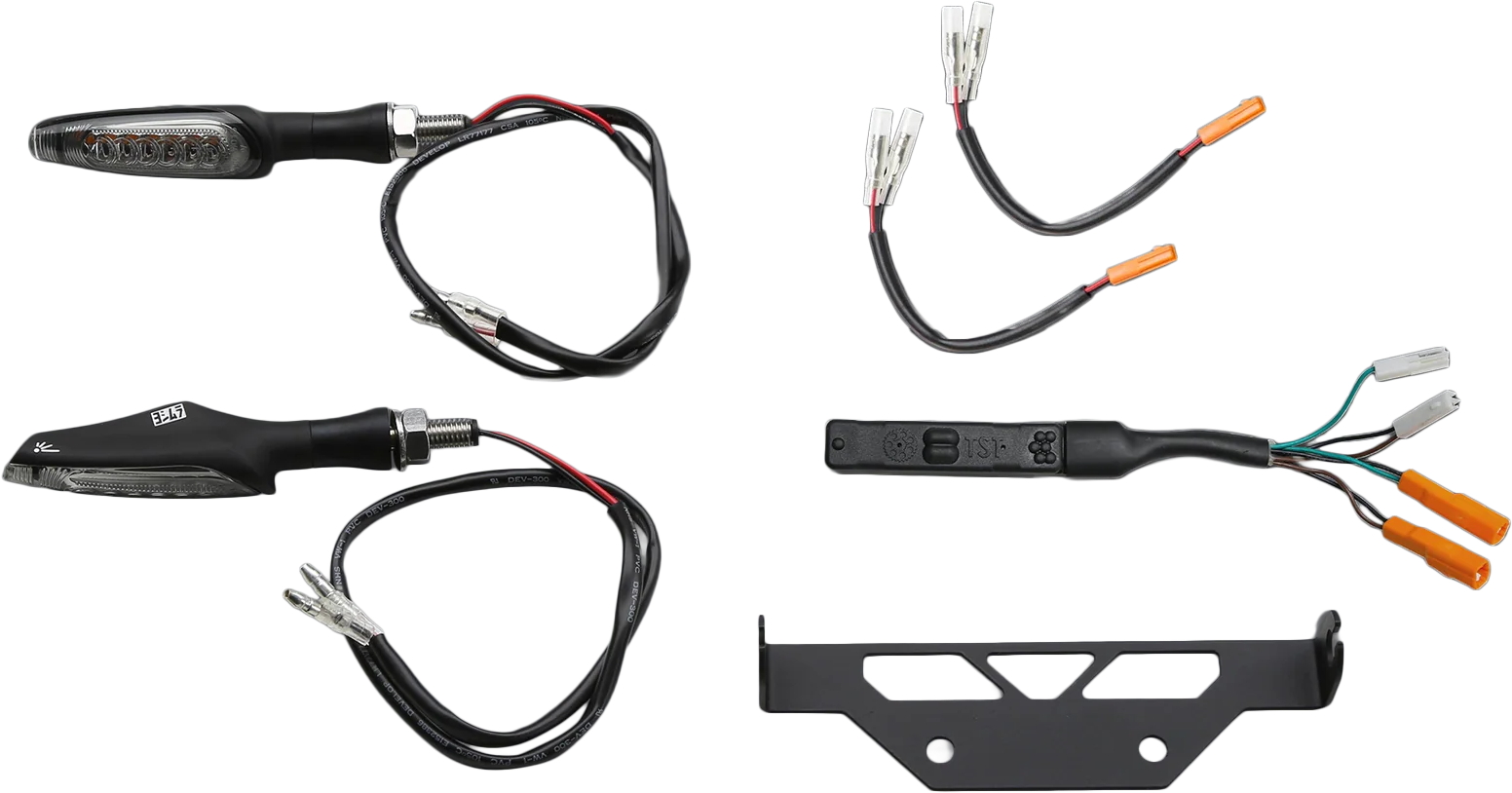Yoshimura Fe V2 LED turn signal kit Z 961-9253 installed on motorcycle body, showcasing sleek design and bright LED lights
