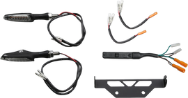 Yoshimura Fe V2 LED turn signal kit Z 961-9253 installed on motorcycle body, showcasing sleek design and bright LED lights
