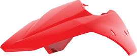 Red Polisport Plastics Beta rear fender and side panel for dirt bikes, showcasing the durable plastic construction and sleek design.