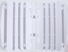 Load image into Gallery viewer, Polisport Plastics white radiator louvers for off-road vehicles, model 64-56505, shown on a vehicle radiator.
