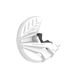 Polisport Plastics street disc and fork protector in black and white, designed for bicycle protection.