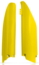 Load image into Gallery viewer, Acerbis yellow fork guard for motorcycle suspension, featuring the Acerbis logo and durable plastic design for protection.