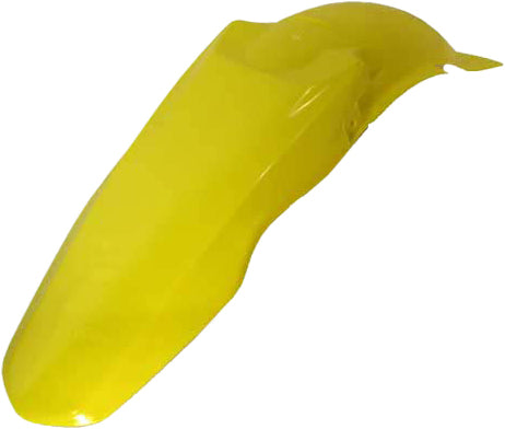 Acerbis yellow rear fender for motorcycle, showing the curved plastic design with brand logo and mounting holes.