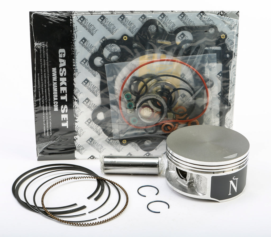 Namura Top End Kit for Yamaha 186-40044 with piston, rings, and components in a sealed package for engine rebuild.