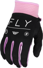 Fly Racing Women's F-16 Gloves in black and lavender, featuring protective design and comfortable fit for motorcycle riding.