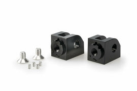 PUIG adjustable footpeg adaptor for Yamaha motorcycles, rider foot controls, black finish with mounting hardware visible