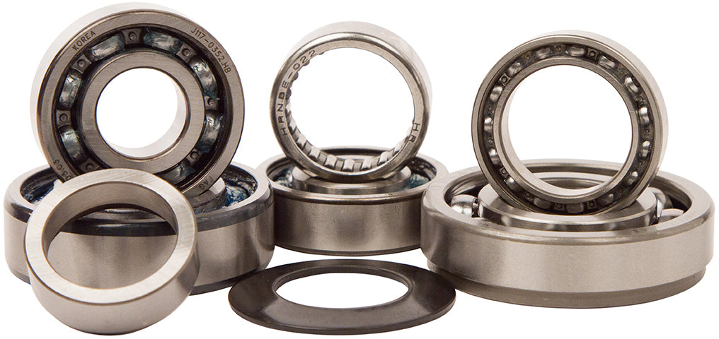 Hot Rods transmission bearing kit for engine, showing metal bearings and components on a white background.