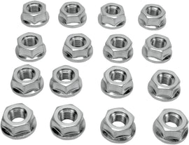 ITP 16-pack 10mm flat base lug nuts, automotive wheel hardware, showing silver metal finish and threaded design.