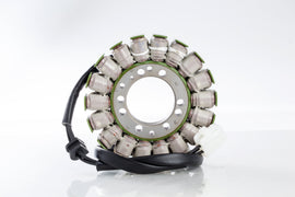 Ricks Motorsport Electric Stator 27-21002 for motorcycle electrical system, showing wiring and coil components.