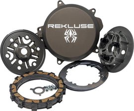 Rekluse Core Manual Torqdrive clutch for Husqvarna and KTM motorcycles, shown installed on the bike's engine.