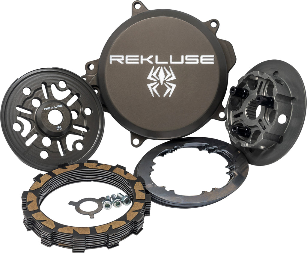 Rekluse Core Manual Torqdrive Clutch for Husqvarna and KTM motorcycles, featuring metallic clutch plates and components.