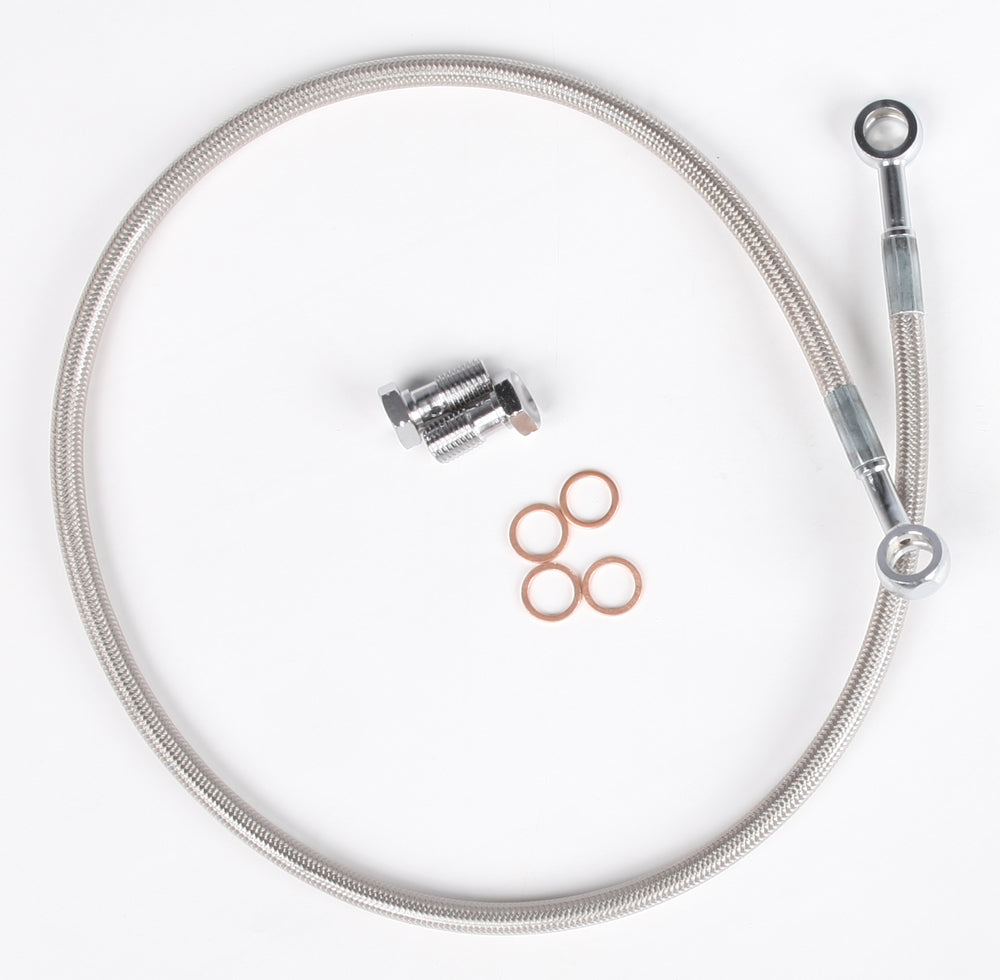 Rear Yamaha motorcycle brake line by Streamline, featuring stainless steel braided design for enhanced braking performance.