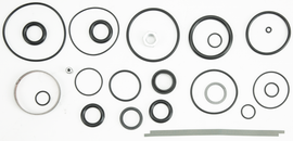 Fox OEM rear bypass rebuild kit 530-9621 with various seals and components laid out for shock absorber maintenance.