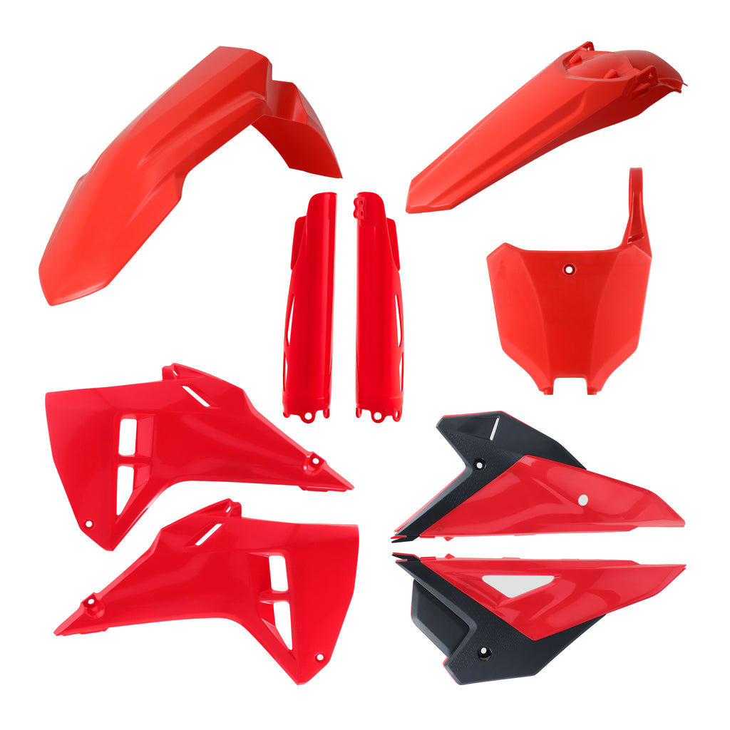 Acerbis plastic kit full original for motorcycle, featuring various durable plastic parts in black with branding details.