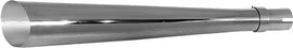 EMGO 24-inch universal slash cut exhaust muffler showing polished metal finish and slash cut design for motorcycle exhaust systems.