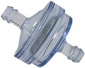 SP1 1/4-inch fuel filter for intake and carburetor systems, shown in black with metal fittings on a white background.