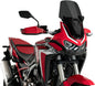 PUIG Touring Dark Smoke motorcycle windshield, black tinted windscreen for Honda models, enhancing ride comfort and style.