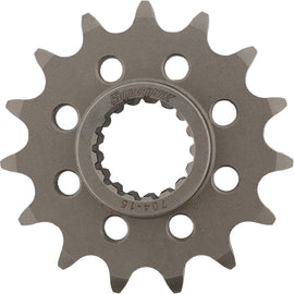 Steel Supersprox front motorcycle sprocket, 15-tooth, fits 525 chain, durable and high-performance for motorcycle racing and riding.