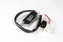 Load image into Gallery viewer, Ricks Motorsport Electric regulator and rectifier for motorcycle electrical system, mounted on a metal bracket with wiring connections.