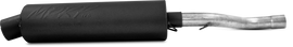 MBRP Exhaust single slip-on system with utility muffler in black for Kawasaki motorcycle, showcasing the exhaust pipe and muffler.