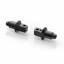 Load image into Gallery viewer, RIZOMA black passenger footpeg mount kit with metal brackets and mounting hardware for motorcycle customization.