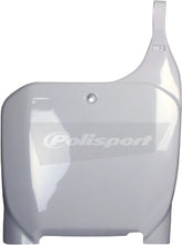 Load image into Gallery viewer, Polisport Plastics white front plate body panel for motocross or dirt bikes, model 64-6570, shown mounted on bike.