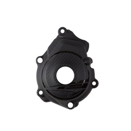 Black Polisport Plastics ignition cover protector for Gas, Husqvarna, and KTM motorcycles, model 64-849911.