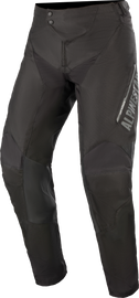 Alpine Star Venture R Pants in black, size 38, shown with front and back views, featuring sleek design and durable fabric.