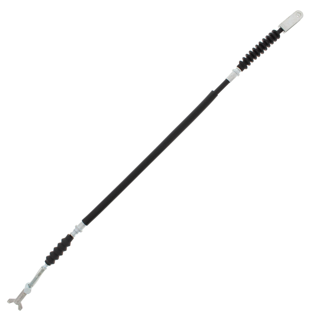 All Balls rear brake cable 24-54025 for motorcycle, showing black cable with metal fittings and protective sheath.