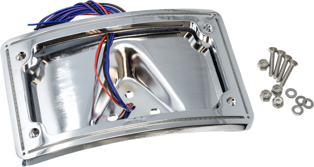 Letric Lighting Co Perfect Plate Light Curve Chr XL 14-Up illumination part showing the curved chrome light fixture