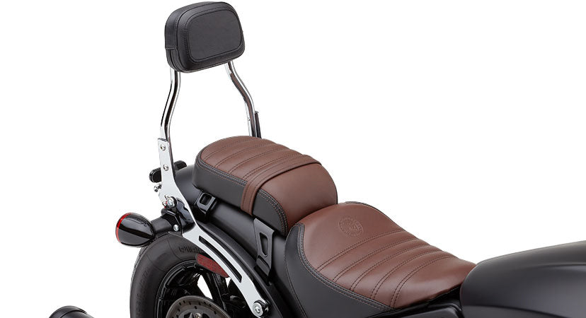 Cobra Detach Backrest Mini Chrome for Scout Bobber 18-25, motorcycle body part with chrome finish and adjustable design