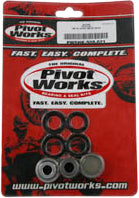 Pivot Works Shock Bearing Kit 52-0758 with multiple bearings and components for motorcycle suspension maintenance, visible in the image.