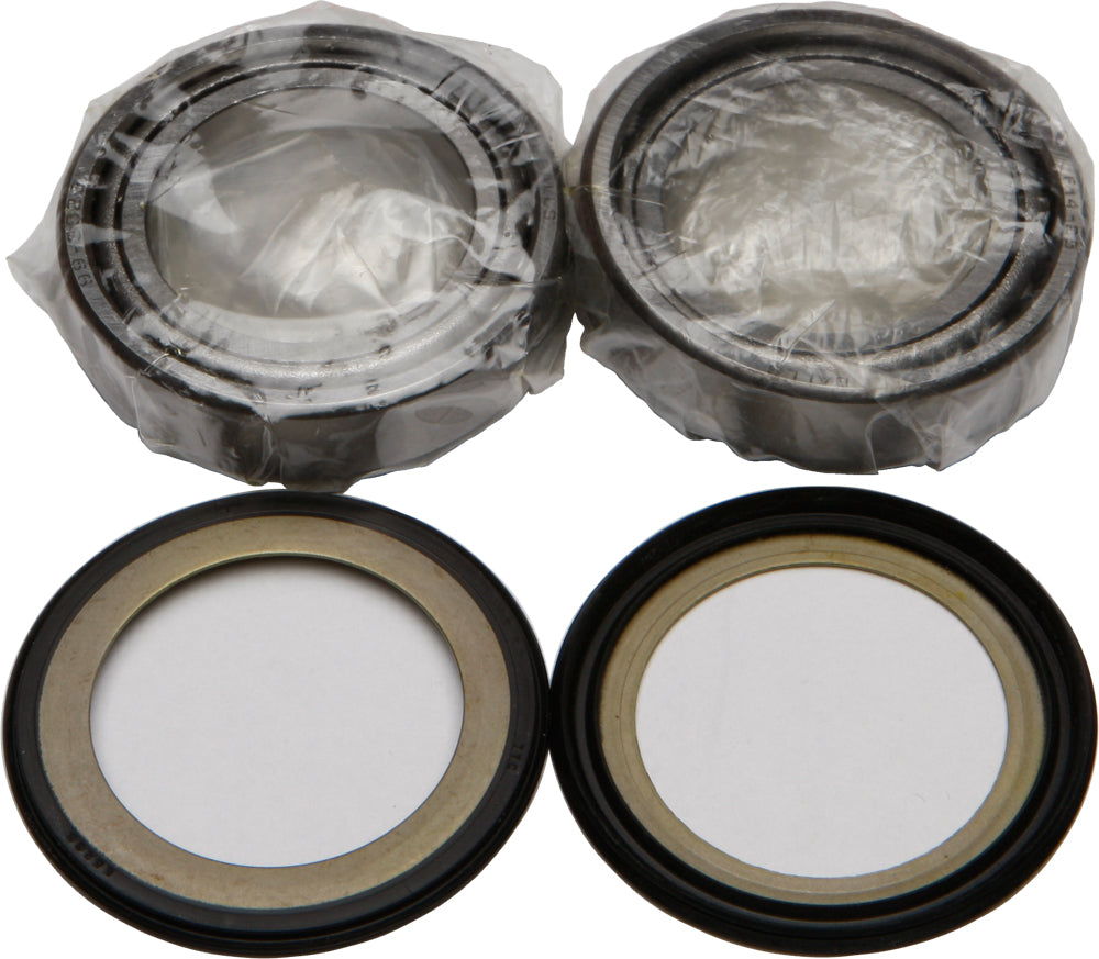 All Balls steering bearing and seal kit 22-2031 shown with bearings and seals for motorcycle steering system.